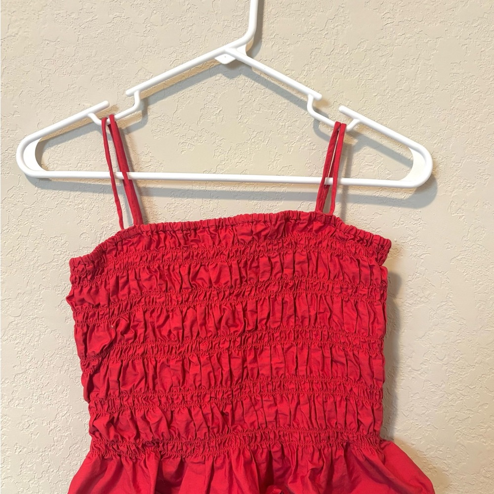 Red Smocked Crop Top